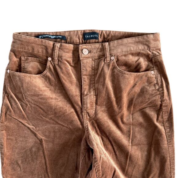 Talbots Women's Petite Corduroy Straight Leg Pants - Curvy Fit Medium Brown - 8P - Picture 3 of 7